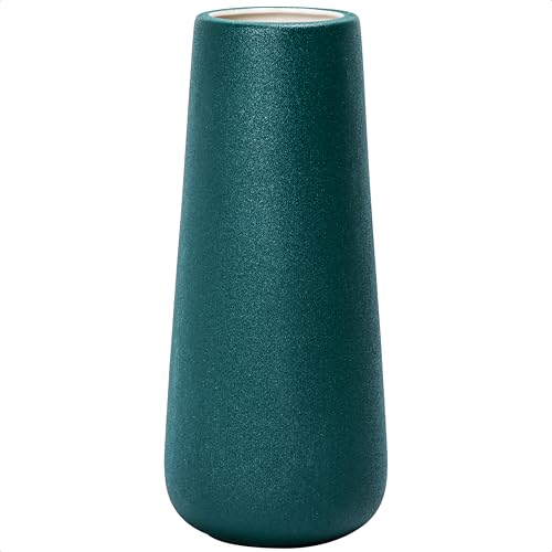 D'vine Dev 11 Inch Ceramic Flower Vase Textured Finishing, Minimalist Design for Kitchen, Bedroom, Living Room, Centerpieces, Office, Emerald Sandstone, VS-XH-C-2 - color: Emerald Sandstone, size: 11 Inch