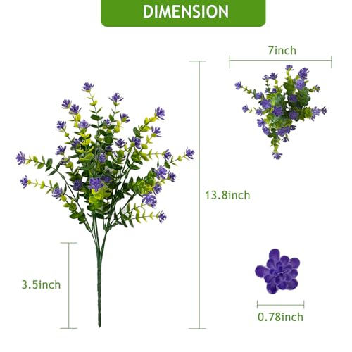 Artificial Flowers for Outdoors, 12 Bundles UV Resistant Artificial Outdoor Flowers, Not-Fading Plastic Fake Flowers for Outdoor Planters for Home Garden Porch Yard Decor, Purple - color: Purple