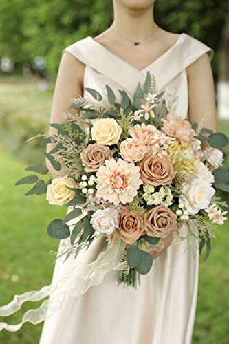 rongflower Artificial Flowers Combo Box Set Silk Flowers Fake Rose for DIY Floral Arrangements Wedding Bouquets Centerpieces Baby Shower Party Home Decorations（Nude Color） - color: Nude Color
