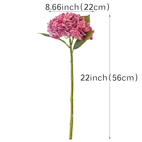 DUYONE 22" Real Soft Touch Hydrangea Artificial Flowers Realistic,Large Long Stem Fake Flowers Full Latex Faux,Wedding Bouquet,Party Home Decor,Garden Office Room Table Centerpieces Magenta 3Pcs - color: Magenta, size: 3Pcs