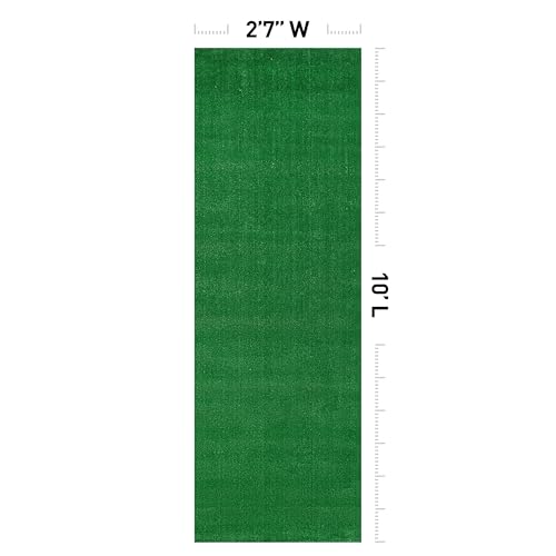 Rugshop Artificial Grass Indoor Outdoor Runner Rug, Lightweight Synthetic Turf with Rubber Backing, Easy to Clean Polypropylene Lawn Mat for Patio, Balcony, Deck, 2'7" x 10' Green - size: 2'7" x 10' (Rectangular)