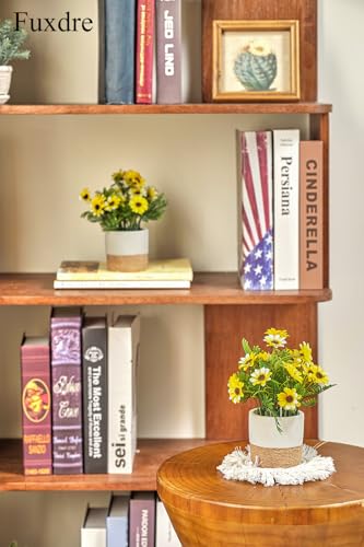 Artificial Potted Plants with 2 Pack, The Daisy Flower for Bathroom Shelf Decor, Decorative Plants for Home Living Room Office Bedroom Table Tray Shelve Farmhouse Decor Indoor(Sunflowers)
