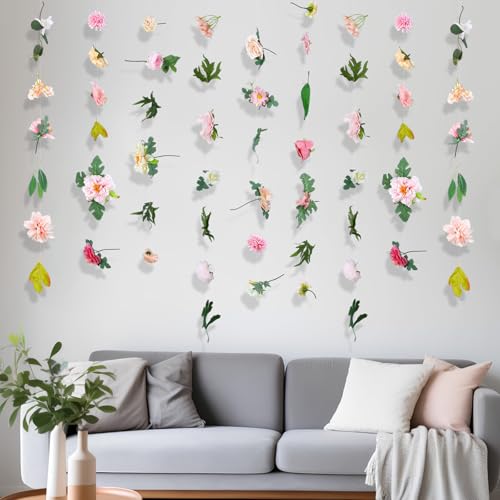 XunYee 6 Pcs 35.4 ft Flower Garlands Artificial Wildflower Vines Floral Hanging Backdrop Fake Flower Garlands Faux Silk Wildflower Vine for Wedding Bridal Shower Home Garden Wall Arch Decor(Blossom) - style: Blossom