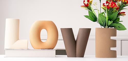 Creative Vase Set of 4, Modern Nordic Boho Style Flower Vases Home Decor for Living Room Kitchen Office(Khaki/Dark Brown/Orange/Beige) - color: Khaki/Dark Brown/Orange/Beige