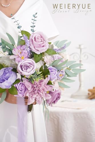 Purple Artificial Flowers Combo Box Wedding Decor,Fake Flowers,Flowers for Decoration,Silk Flowers for Home Decor Indoor,Cake Flowers,Faux Flowers for Crafts - color: Cream Purple