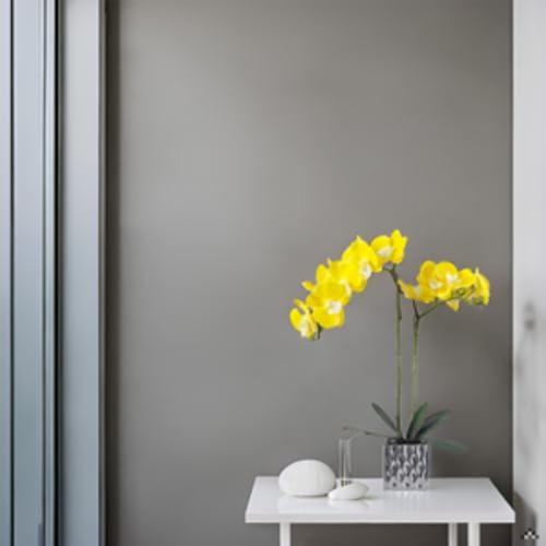 Artificial Orchids Silver Vases Orchids Artificial Flowers Yellow Orchid Height 20 inches - color: Yellow