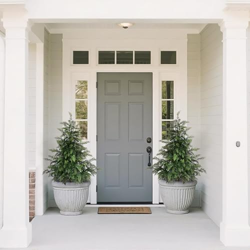 3FT Soft Textured Cedar Topiary Trees for Front Porch Decor, Artificial Shrubs Faux Plants Potted UV Resistant Fake Greenery for Outdoor Indoor Door Garden Farmhouse Home Decoration (Set of 2) - size: 3FT