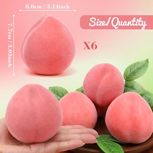 Gresorth 6pcs Artificial Peach Decoration Fake Fruit Ornament Lifelike Realistic Fruits Display Home Party Decorative Model Props - color: Peach