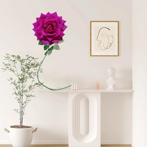 1 PCS 42-inch Giant Rose Large Decorative Flower, Wedding Window Display Background Decoration Rose, Valentine's Day (Fuchsia) - color: 07 Rose