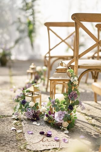 Ling's moment 6Pack 1.8ft Artificial Flowers Garland Lilac Lantern Flower Arch Floral Light Purple Centerpieces Wedding Aisle Decor Chair for Signs Table Wall Window Decoration（not including lanterns） - color: Prpl-pastel Purple