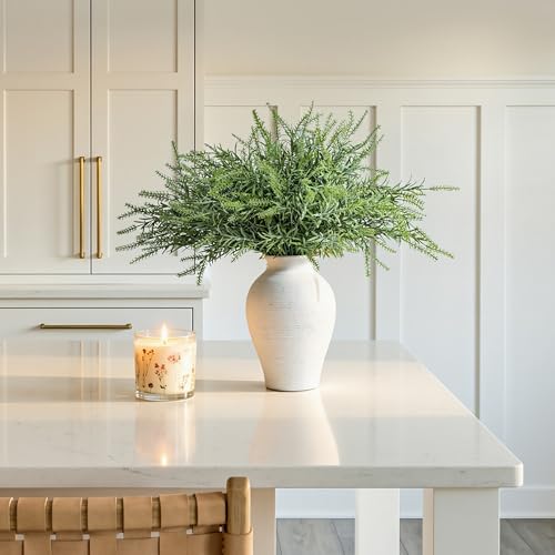 Artificial Faux Outdoor Plants for Spring Summer Decoration, 10 Bundles Fake Plastic Grass UV Resistant Look Real Fake Plants for Planter Outside Front Door Porch Patio Balcony Garden Indoor Yard Urn - color: Sage-green