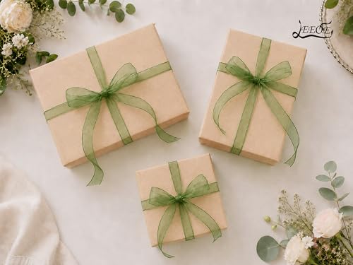 Light Green Organza Ribbon 5/8 inch x 100 Yards Sheer Chiffon Ribbon for Gift Wrapping Wedding Invitations Party Decoration Bridal Bouquets Crafts - color: Light Green, size: 5/8" X 100 Yards