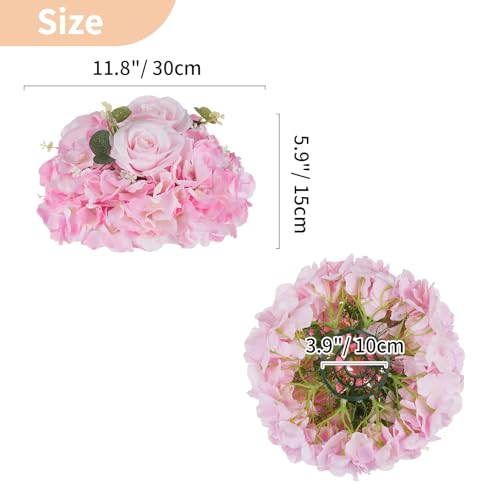 NUPTIO Flower Balls Flowers for Centerpieces: 10 Pcs 11.8 inch Diam Pink Artificial Rose Fake Flower Arrangement Bouquet for Wedding Party Tables Decorations - color: Pink, size: 11.8" Diam - 10 PCS