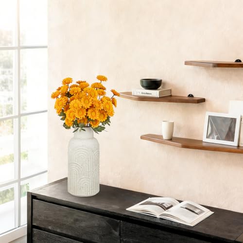 12 Inch Beige Ceramic Vase Flower Vase, Textured Ceramic Vase Rustic Farmhouse Decorative Flower Vase for Centerpiece Home Living Room Dining Table Office Shelf Mantle - size: 12 IN