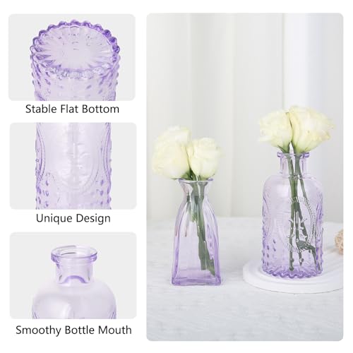 RUCKAE Glass Bud Vases Mini Flower Vase Small Vintage Vases for Centerpiece Table Wedding Decorations Home Decor Party(Purple 22 Pack) - style: Purple 22 Pack