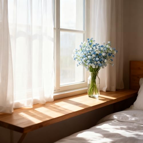 6 Pcs Babys Breath Artificial Flowers, Fake Babys Breath Flowers for Wedding Floral Arrangement Party Decor, Blue - color: Blue
