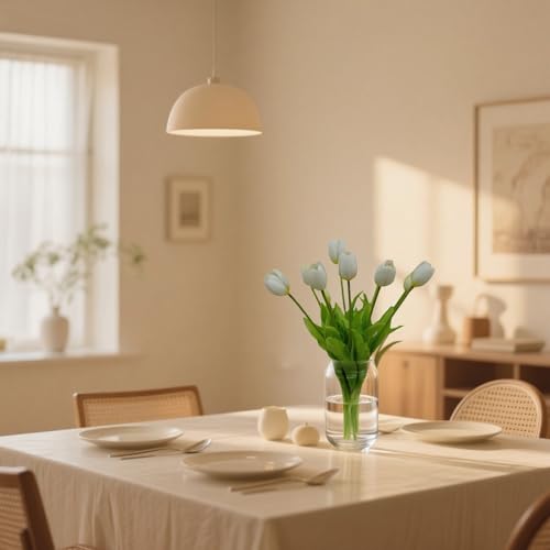 10PCS White Tulips Artificial Flowers Real Touch Fake Tulips Fake Flowers White Flowers Artificial Mother's Day Easter Valentine'S Day Gifts Spring Decorations For Home - color: White