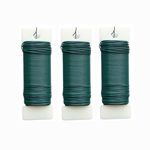 3 Rolls 22 Gauge Green Paddle Wire Flexible Floral Wire for Flower Arrangement, Wreath, Garland - color: Green