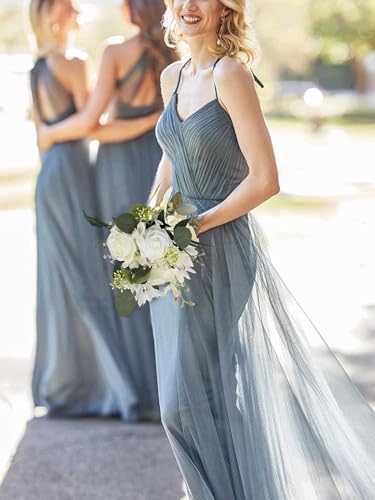 Rinlong White Green Bridesmaid Bouquet for Wedding, Prom, Homecoming | Silk Bridal Bouquet, Destination Friendly - color: 10-white & Green
