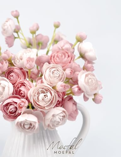 Ranunculus Artificial Flowers 18pcs, Faux Silk Mini Ranunculus Bulk Fake Wedding Filler Flowers for DIY Bouquets Centerpieces Bridal Shower Decorations Arrangements, Dusty Rose - color: Dusty Rose