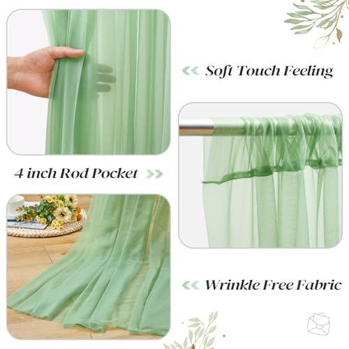 10ft x 8ft Green Backdrop Curtain with Lights String for Parties, Sheer Tulle Wedding Photo Backdrops Drapes for Baby Shower Birthday Party Decorations Background for Photography - color: Green, size: W5' x H8'(2 panels)