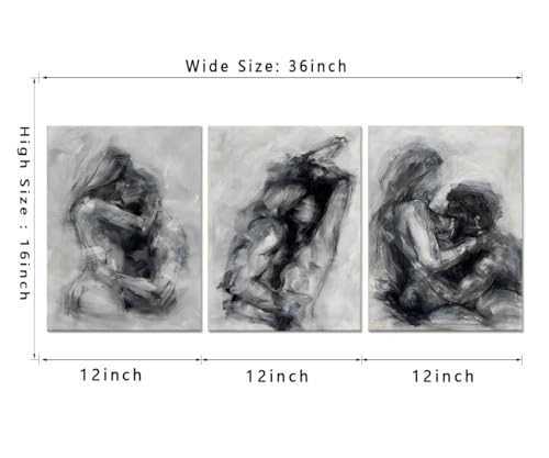 3 Pieces Black and White Sexy Wall Art Sexy Couples Canvas Wall Art Pictures Abstract Nude Art Posters Modern Abstract Artwork for Bedroom Bathroom Wall Decor 12x16inchx3pcs - color: Art15, size: 12x16x3pcs