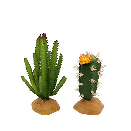 JIHAQUA Reptile Plants Succulent, Artificial Desert Rain Forests Plants for Lizard Bearded Dragon Chameleon Gecko Snake Amphibian Terrarium Decor (Set 2) - color: Set 2