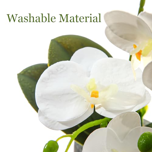 White Fake Orchids Flowers in Pot Bendable Faux Orchids Artificial Flowers Washable Silk Orchid Phalaenopsis Decor for Home Wedding Table Centerpiece Bathroom Office - color: 1 Pot White