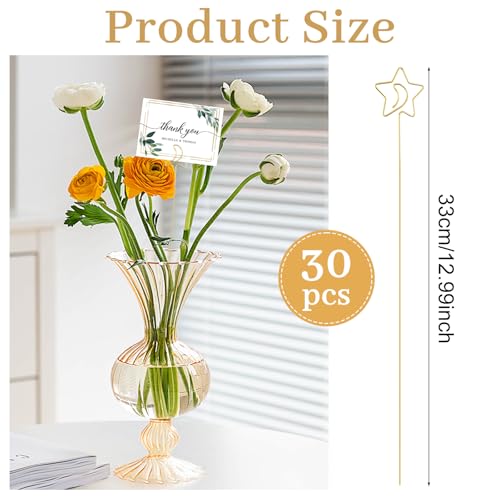 30-Pack Floral Picks Flower Bouquet Decoration Picks - 13 Inch Metal Sticks for Floral Arrangements, Wedding, Party & Craft Decor (Gold Floral) - color: Gold floral