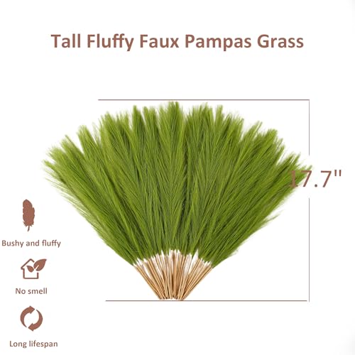 Lime Green Pampas Grass Small, 30 Pcs 17" Faux Pampas Grass Short Decor, Pompas Grass Flower Arrangement and Vase Filler for Grinchs Christmas Decoration - color: Lime Green, size: 17'' Tall
