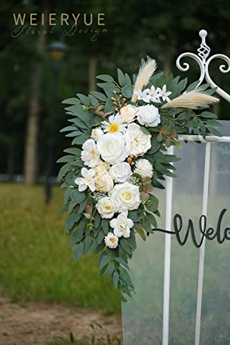 Artificial Wedding Arch Flowers Kit(Pack of 2) for Wedding Arch, Bridal Shower, Ceremony and Reception Backdrop Decoration (Cream & Champagne) - color: Cream & Champagne