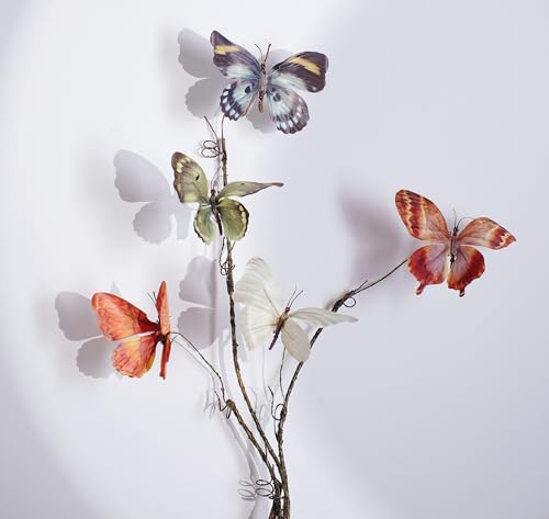 Artificial Butterfly, Silk Butterflys, Butterflies for Crafts for Floral Arrangements, 3D Butterfly Stakes Decor, Patio Plant Pot, Flower Bed Home Decor - color: Grey Series-1 Branch
