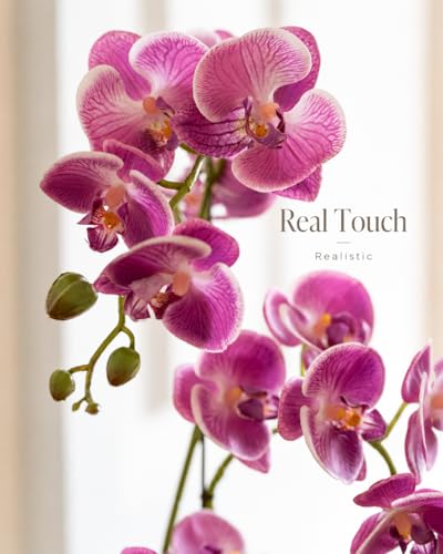 Avoeco Artificial Real Touch Orchid Plant – 20″ Faux Phalaenopsis in Pot – Highly Realistic Silk Orchid Flower & Leaf Texture for Home, Office,Shop & Wedding Décor (Fuchsia, 20”) - color: Fuchsia, size: 20”