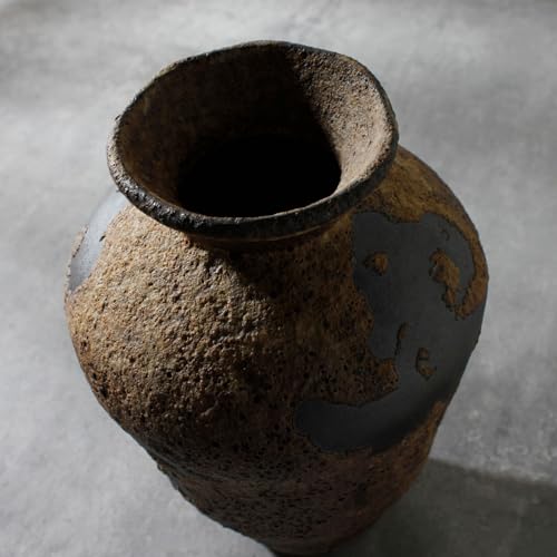 Rusty Ceramic Vase, Pottery Farmhouse Flower Vase for Centerpieces, Wabi Sabi Decorative Vase for Table, Living Room, Bedroom, Bathroom - color: Rust-tall, size: Small
