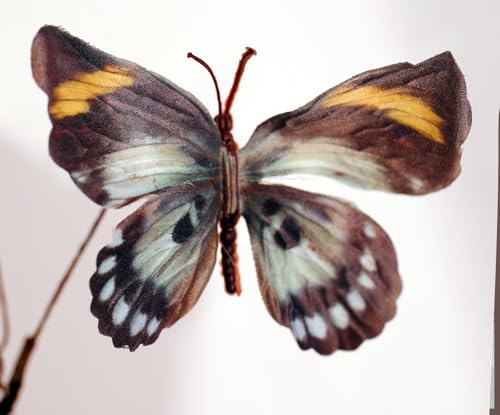 Artificial Butterfly, Silk Butterflys, Butterflies for Crafts for Floral Arrangements, 3D Butterfly Stakes Decor, Patio Plant Pot, Flower Bed Home Decor - color: Grey Series-1 Branch