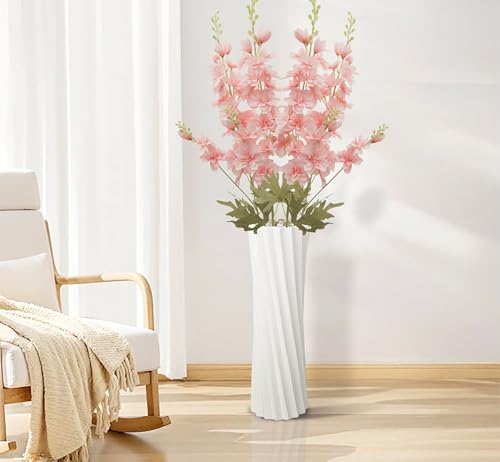 FERIAL 4pcs Artificial Delphinium Faux Pink - color: Pink