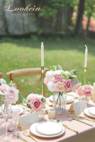Lookein Artificial Flowers for DIY Wedding Decoration Bridal Bouquet Table Centerpieces Flower Garland Wreaths Aisle Arch Flower Decoration Home Decor, Dreamy Blush - color: Dreamy Blush