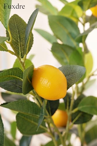 4ft Artificial Lemon Tree with Fake Lemons Floor Plants Artificial for Decor Realistic to Indoor Home Office Fauxe Lemon Tree, Yellow
