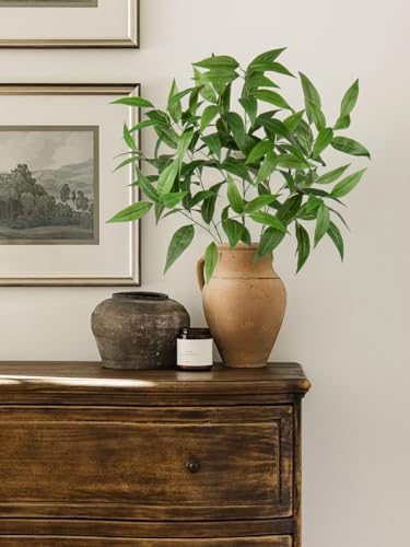 Briful Eucalyptus Stems 39.5 '' Tall, Artificial Branches for Vase Round Year Faux Greenery Stems Realistic Green Eucalyptus Leaf Plant Sprays for Home Decor Indoor Party Wedding, Set of 3 - color: Green#074