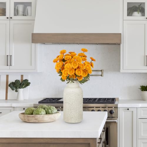 12 Inch Beige Ceramic Vase Flower Vase, Textured Ceramic Vase Rustic Farmhouse Decorative Flower Vase for Centerpiece Home Living Room Dining Table Office Shelf Mantle - size: 12 IN