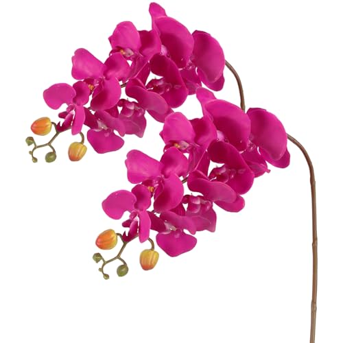 IPOPU Hot Pink Orchid Artificial Flowers 35.4" Real Touch Fake Orchid Latex Realistic Flowers Phalaenopsis Branches for Home Party Wedding Bridal Shower Decoration, 2pcs Hot Pink - color: Hot Pink