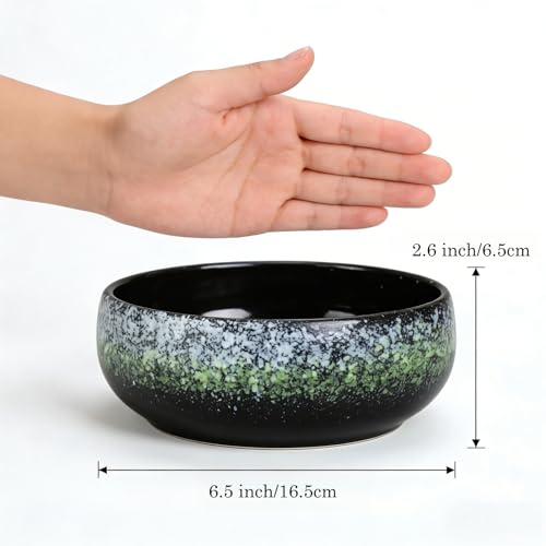 Water Lotus Bowl Planter Kit - Japanese Compote Bowl Ikebana Vase Set w/ 1.8" Floral Frog- Ideal for Ikebana, Flower Arrangement & Hydroponic Planting (Green Spots) - color: Green Spots