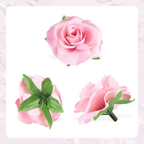 Yinsun 50pcs Pink Roses Artificial Flower Heads, 1.57” Small Silk Fake Flowers for DIY Wedding Bridal Shower Baby Shower Party Decoration - color: Pink, size: 1.57 Inch
