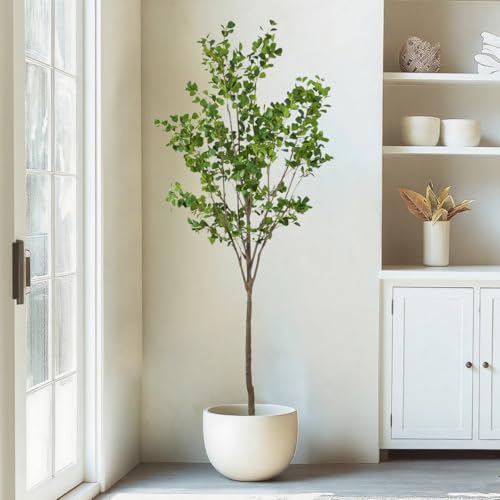 7.55ft Ficus Artificial Trees, Lifelike Faux Tree, Green Lush Fake Ficus Tree Artificial Plants for Office Home Living Room Indoor Outdoor Modern Decor, Perfect Housewarming Gift - color: Green-ap10