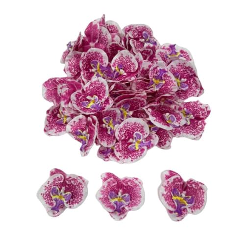Corkwaw 50 Pcs Orchid Petals Artificial Decorations Orchids Heads Flowers Faux Silk Phalaenopsis Butterfly Flower Heads for Handmade DIY Home Wedding Party Decoration (Purple) - color: Purple