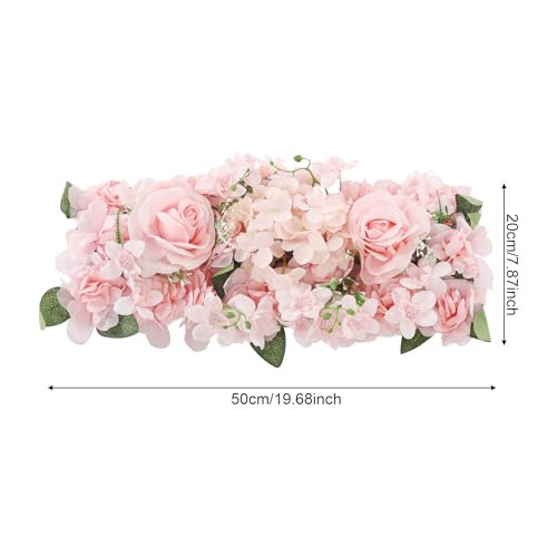 Wedding Arch Artificial Flowers Panels, 6pcs Silk Rose Floral Wall Backdrop, 13.8 x 13.8in Artificial Flowers Garland for Wedding Party Table Decoration, White (Pink, 6 Pcs) - color: Pink, size: 6 Pcs