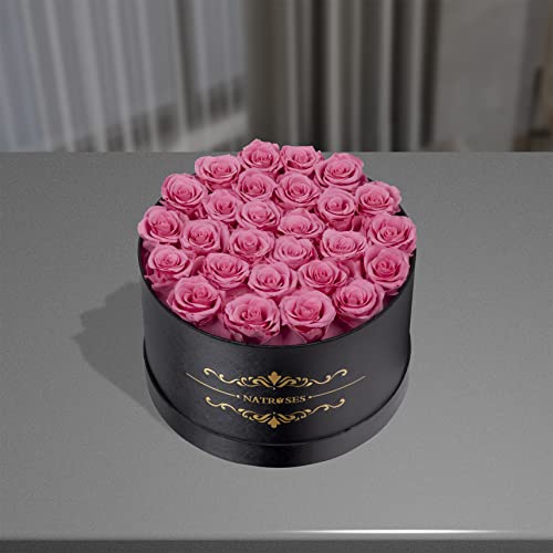 NATROSES Gifts for Her 27 Piece Forever Preserved Roses in a Box, Preserved Flowers for Delivery Birthday, Flowers Gifts for Mothers Day, Pink - color: Pink, size: 27 Roses