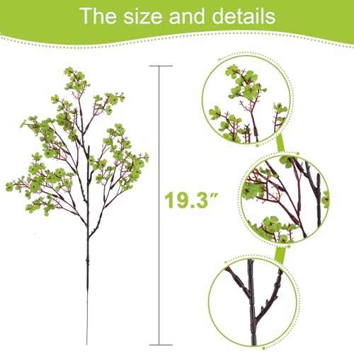 Hananona 10 Pcs Babys Breath Green Flowers Artificial Gypsophila Flowers St. Patrick's Day Fake Silk Flowers for Home Decor Spring Floral Arrangement Table Centerpieces - color: Green