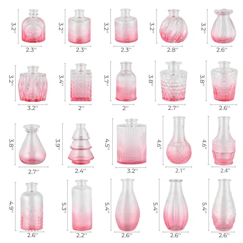 BEAHOT Bud Vase in Bulk - Flower Vases for Wedding Decorations, Glass Vase for Table Decorations, Small Vase for Home, Mother's Day, Centerpieces, Party, Office (32pack,Pink Gradient) - color: Pink-gradient