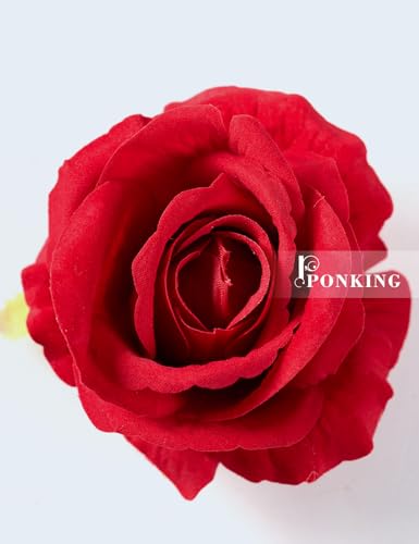 PONKING 3.5"(9cm) Big Rose Artificial Flower 12pcs Realistic Faux Silk Roses Fake Flowers Bouquets Arrangements Decor for Wedding Mother's Day, Home Table Christmas Valentine Decorations, Red Flower - color: D 12pcs Red Rose